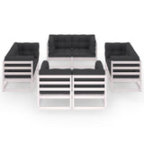 vidaXL 8 Piece Patio Lounge Set with Cushions Solid Pinewood