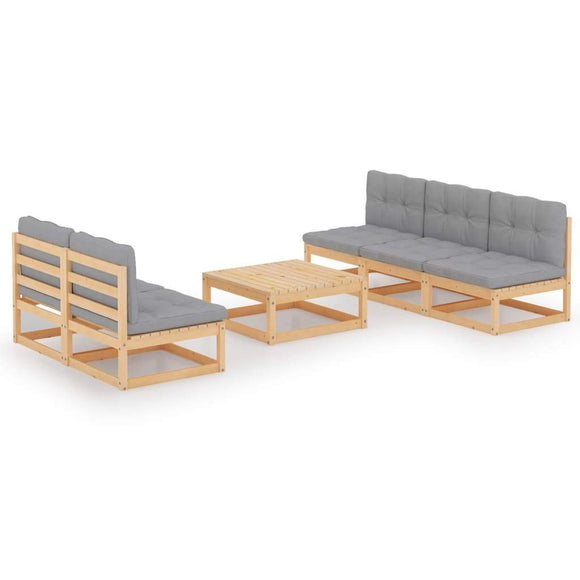 vidaXL 6-teiliges Terrassen-Lounge-Set mit Kissen Massives Kiefernholz