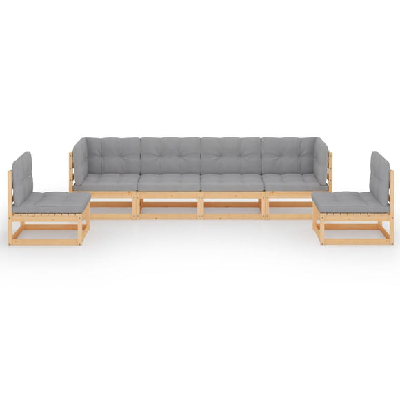 vidaXL 6-teiliges Terrassen-Lounge-Set mit Kissen Massives Kiefernholz