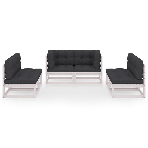 vidaXL 6-teiliges Terrassen-Lounge-Set mit Kissen Massives Kiefernholz