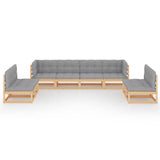 vidaXL 8-teiliges Terrassen-Lounge-Set mit Kissen Massives Kiefernholz