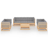 vidaXL 8-teiliges Terrassen-Lounge-Set mit Kissen Massives Kiefernholz