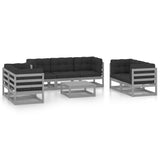 vidaXL 8-teiliges Terrassen-Lounge-Set mit Kissen Massives Kiefernholz