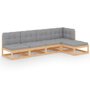 vidaXL 5-teiliges Terrassen-Lounge-Set mit Kissen Massives Kiefernholz