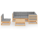 vidaXL 6-teiliges Terrassen-Lounge-Set mit Kissen Massives Kiefernholz