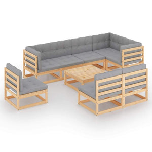 vidaXL 9 Piece Patio Lounge Set with Cushions Solid Pinewood