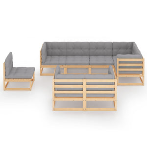 vidaXL 8-teiliges Terrassen-Lounge-Set mit Kissen Massives Kiefernholz