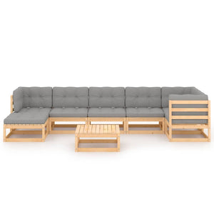 vidaXL 8-teiliges Terrassen-Lounge-Set mit Kissen Massives Kiefernholz