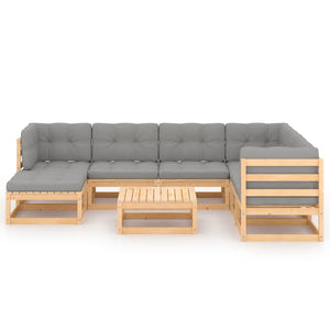 vidaXL 8-teiliges Terrassen-Lounge-Set mit Kissen Massives Kiefernholz