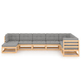 vidaXL 8-teiliges Terrassen-Lounge-Set mit Kissen Massives Kiefernholz