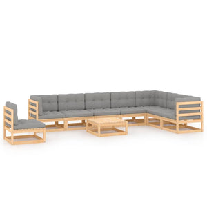 vidaXL 9-teiliges Terrassen-Lounge-Set mit Kissen Massives Kiefernholz