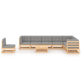 vidaXL 9-teiliges Terrassen-Lounge-Set mit Kissen Massives Kiefernholz