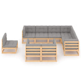 vidaXL 9-teiliges Terrassen-Lounge-Set mit Kissen Massives Kiefernholz