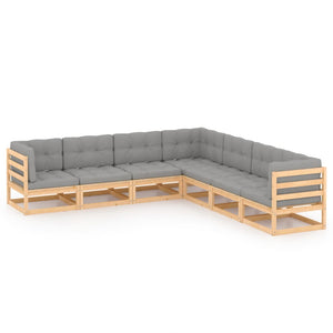 vidaXL 7-teiliges Terrassen-Lounge-Set mit Kissen Massives Kiefernholz