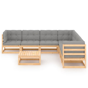 vidaXL 8-teiliges Terrassen-Lounge-Set mit Kissen Massives Kiefernholz