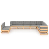 vidaXL 10-teiliges Terrassen-Lounge-Set mit Kissen Massives Kiefernholz