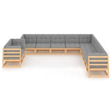 vidaXL 11-teiliges Terrassen-Lounge-Set mit Kissen Massives Kiefernholz