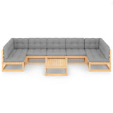 vidaXL 8-teiliges Terrassen-Lounge-Set mit Kissen Massives Kiefernholz