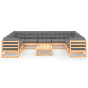 vidaXL 10-teiliges Terrassen-Lounge-Set mit Kissen Massives Kiefernholz