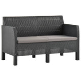 vidaXL 3-teiliges Terrassen-Lounge-Set mit Kissen PP Rattan Anthrazit