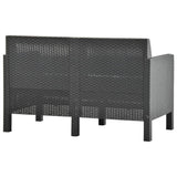 vidaXL 3-teiliges Terrassen-Lounge-Set mit Kissen PP Rattan Anthrazit