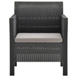 vidaXL 3-teiliges Terrassen-Lounge-Set mit Kissen PP Rattan Anthrazit