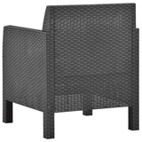 vidaXL 3 Piece Patio Lounge Set with Cushions PP Rattan Anthracite