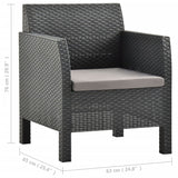 vidaXL 2-teiliges Terrassen-Lounge-Set mit Kissen PP Rattan Anthrazit