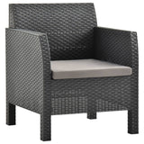 vidaXL 3 Piece Patio Lounge Set with Cushions PP Rattan Anthracite