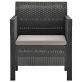 vidaXL 3-teiliges Terrassen-Lounge-Set mit Kissen PP Rattan Anthrazit