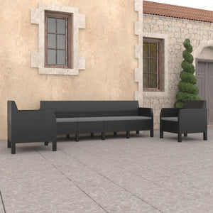 vidaXL 3-teiliges Terrassen-Lounge-Set mit Kissen PP Rattan Anthrazit