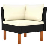 vidaXL 10 Piece Patio Lounge Set Poly Rattan and Eucalyptus Wood Black