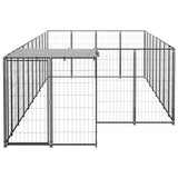 vidaXL Dog Kennel Steel Outdoor Puppy Enclosure Cage Black/Silver Multi Sizes