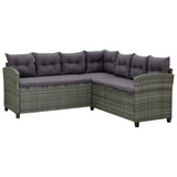 vidaXL Patio Lounge Set 6 Piece with Cushions Poly Rattan Seat Black/Gray