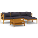 vidaXL 5 Piece Patio Lounge Set with Cushion Solid Acacia Wood