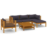 vidaXL 6-teiliges Terrassen-Lounge-Set mit Kissen Massives Akazienholz