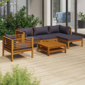 vidaXL 6 Piece Patio Lounge Set with Cushion Solid Acacia Wood