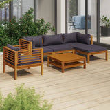 vidaXL 6-teiliges Terrassen-Lounge-Set mit Kissen Massives Akazienholz