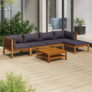 vidaXL 6 Piece Patio Lounge Set with Cushion Solid Acacia Wood