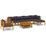 vidaXL 7-teiliges Terrassen-Lounge-Set mit Kissen Massives Akazienholz