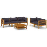 vidaXL 6 Piece Patio Lounge Set with Cushion Solid Acacia Wood