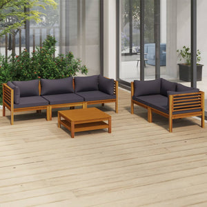 vidaXL 6-teiliges Terrassen-Lounge-Set mit Kissen Massives Akazienholz