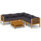 vidaXL 6-teiliges Terrassen-Lounge-Set mit Kissen Massives Akazienholz