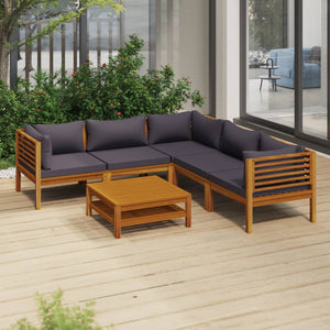 vidaXL 6 Piece Patio Lounge Set with Cushion Solid Acacia Wood