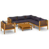 vidaXL 7-teiliges Terrassen-Lounge-Set mit Kissen Massives Akazienholz