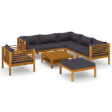 vidaXL 8-teiliges Terrassen-Lounge-Set mit Kissen Massives Akazienholz