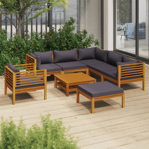 vidaXL 8-teiliges Terrassen-Lounge-Set mit Kissen Massives Akazienholz