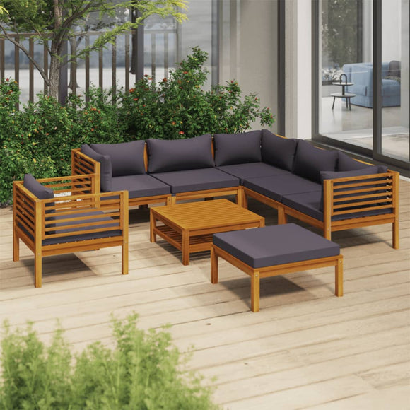 vidaXL 8 Piece Patio Lounge Set with Cushion Solid Acacia Wood