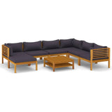 vidaXL 8-teiliges Terrassen-Lounge-Set mit Kissen Massives Akazienholz