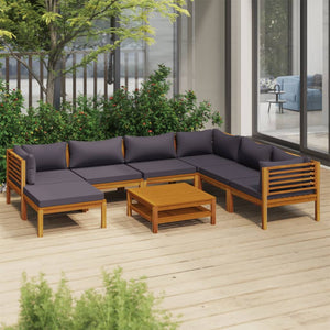 vidaXL 8 Piece Patio Lounge Set with Cushion Solid Acacia Wood